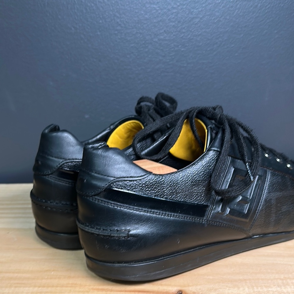Fendi Wimbledon Trainers Black Leather Men's Shoes - Picture 4 of 10